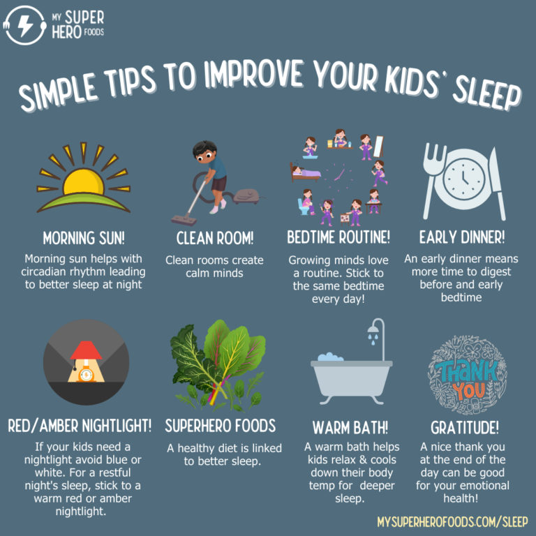8 Simple Tips to Improve Your Kids’ Sleep - My SuperHero Foods