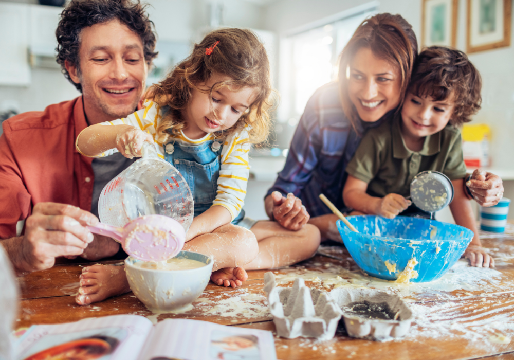 family baking at home bake at home healthy sugar mindset