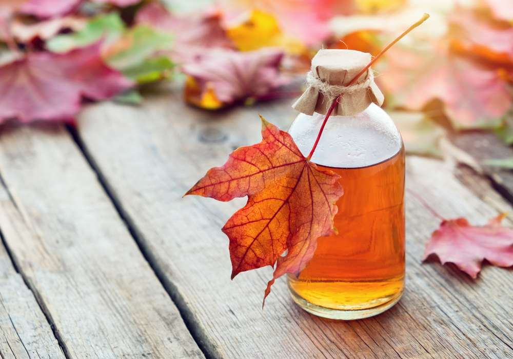 all natural maple syrup with maple leaves make your coffee healthier