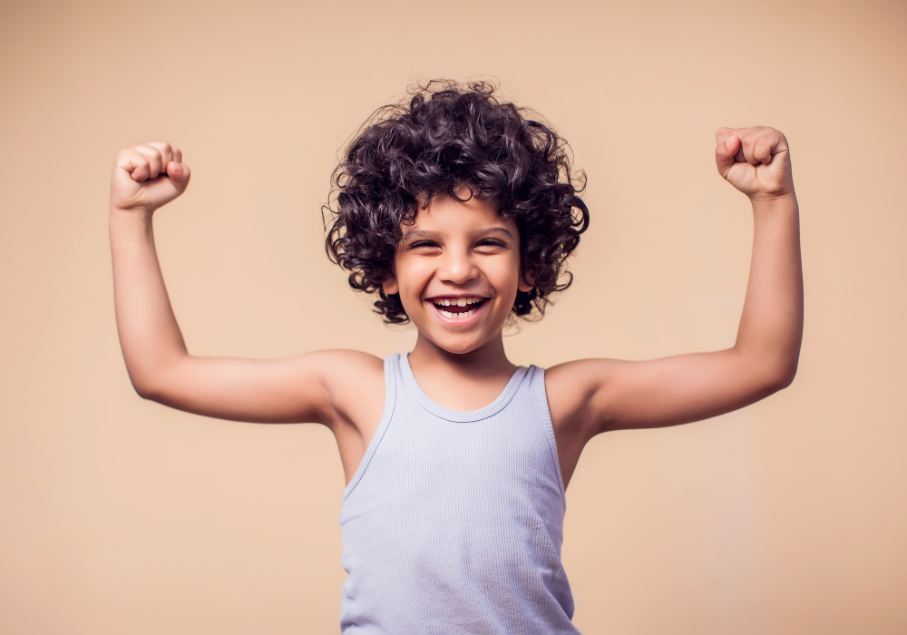 strong kid flexing arms Gut boosting gummies recipe